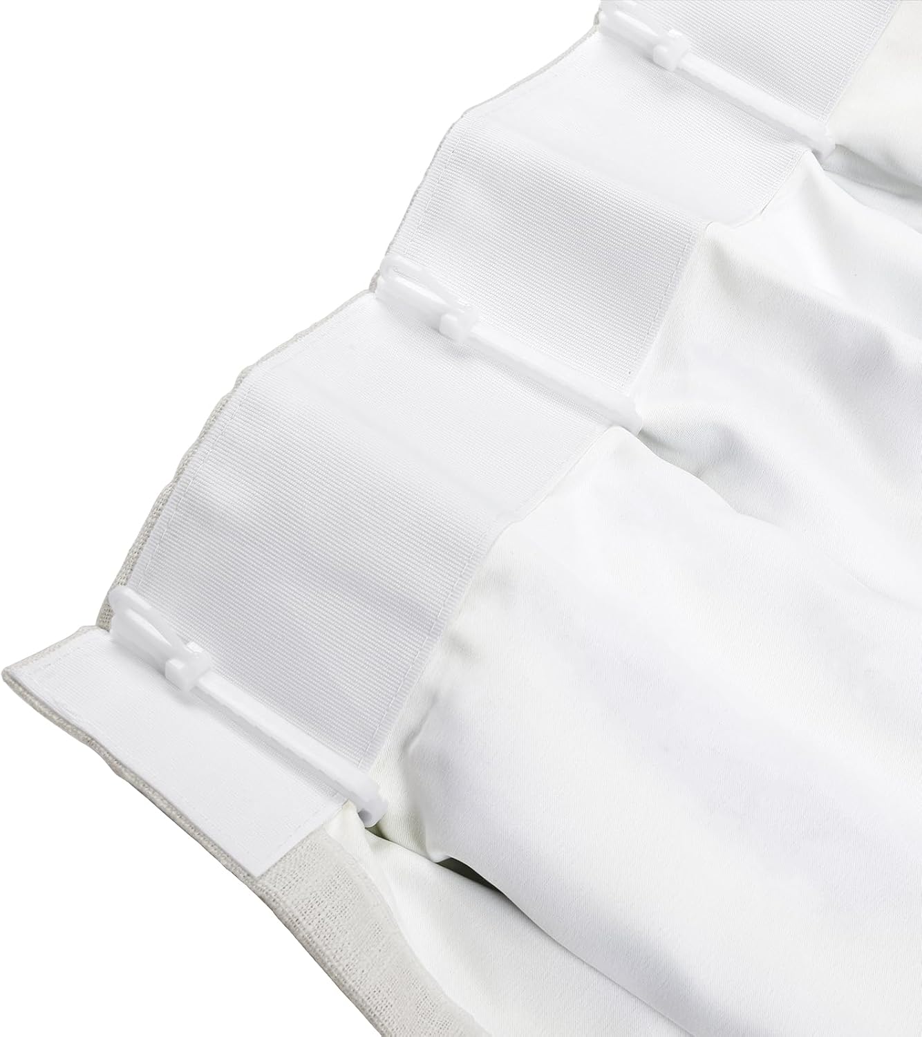 TWOPAGES Warm White Pinch Pleated Curtain 84 Inch Length Linen Blend Lined Light Filtering Curtain for Living Room Bedroom, Linen Textured Window Drape (1 Panel, 40W x 84L)