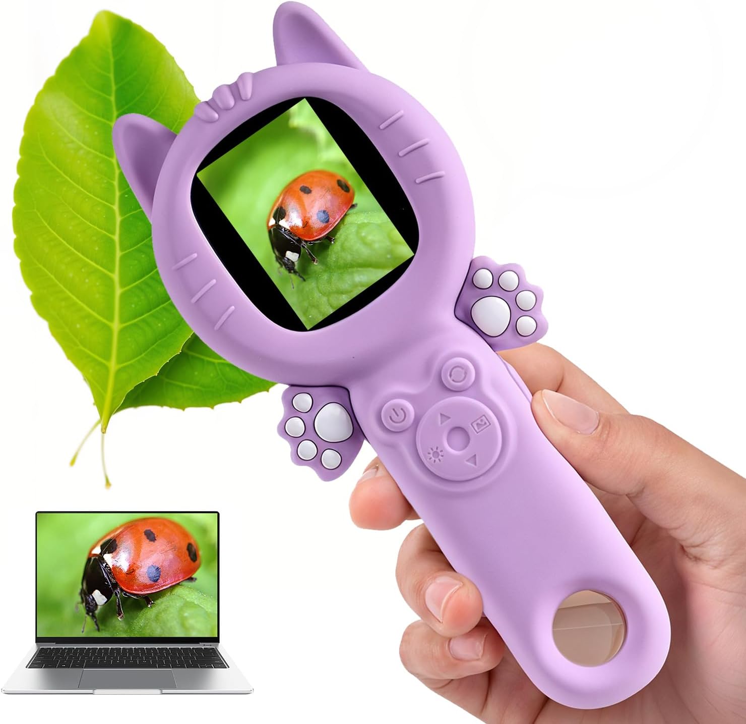 Kids Microscope – 500X Digital Pocket Handheld Microscope with Dual Cameras & Autofocus, STEM Educational Toy & Perfect Christmas Birthday Gift for Boys & Girls Ages 3 4 5 6 7 8 9 10