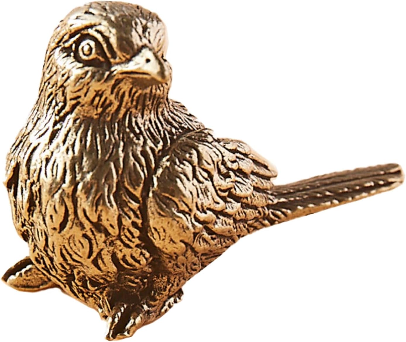Brass Small Bird,Animals Figurine Decorative,Solid Copper Decorations,Small Brass Metal Statue,Tea Pet Home Decorations, Office Tea Table Statue(Sparrow)