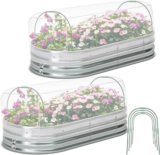 Woanger 2 Pack Garden Netting for Raised Beds Rectangular Pest Barrier with Hoops for Garden Protection Plant Mesh Netting with Drawstring Plants Vegetables Fruits Flowers(for 4x2x1 ft)