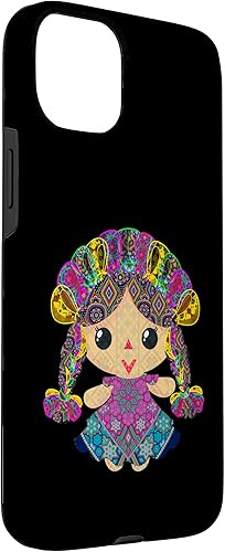 Vista 21 de iPhone 13 Pro Max muñeca mexicana, maria, mazahua arte huichol, lele, estuche