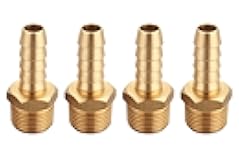 T TANYA HARDWARE 3/8 Inch NPT to 3/8 Inch Barb, Hose Barb Adapter, Air Hose Fittings Brass Pipe Fittings Male Thread, (4 Piece)