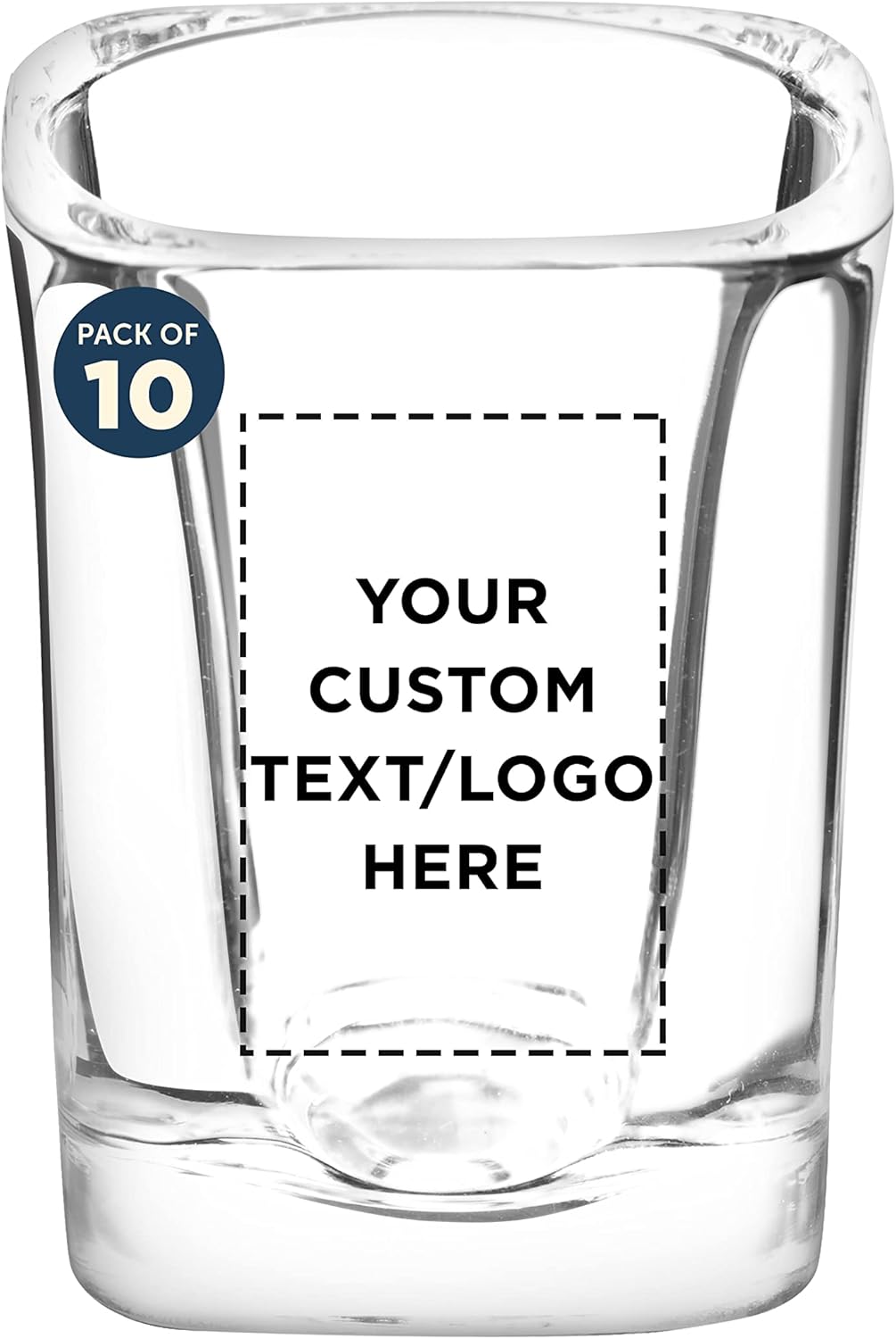 Custom Square Shot Glasses by ARC 2 oz. Set of 10, Personalized Bulk Pack - Great for Weddings, Birthdays, Parties, Indoor & Outdoor Events - Clear