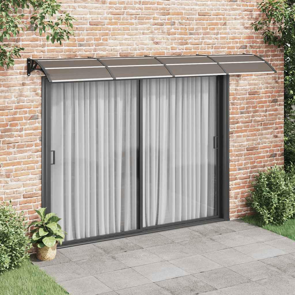 Daszek drzwiowy czarny 350 x 100 cm z poliwęglanu, daszek do drzwi wejściowych i wejściowych, wytrzymała konstrukcja z uchwytami ABS i aluminiowymi drążkami, odporny na warunki atmosferyczne