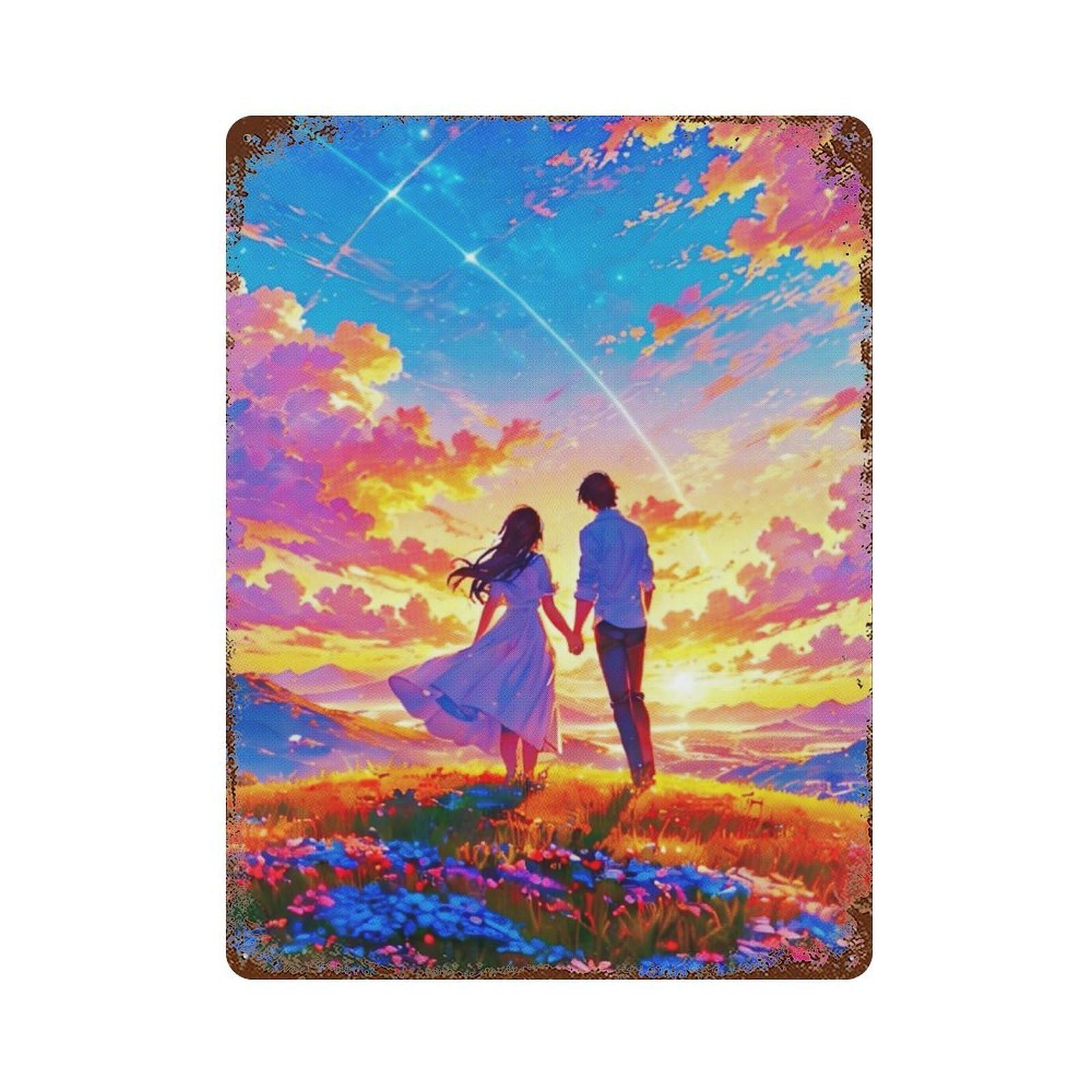 Sunset Love Decorative Tin Sign 15.7"x11.8", Ideal for Basement, Hobby Room And Garage Decor