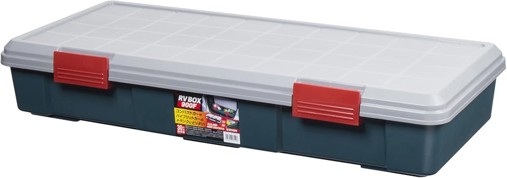 Iris Ohyama Storage Box, 35.4 x 15.7 x 6.1 inches 900 x 400 x 155 mm, RV Box, 900F, Gray/Dark Green