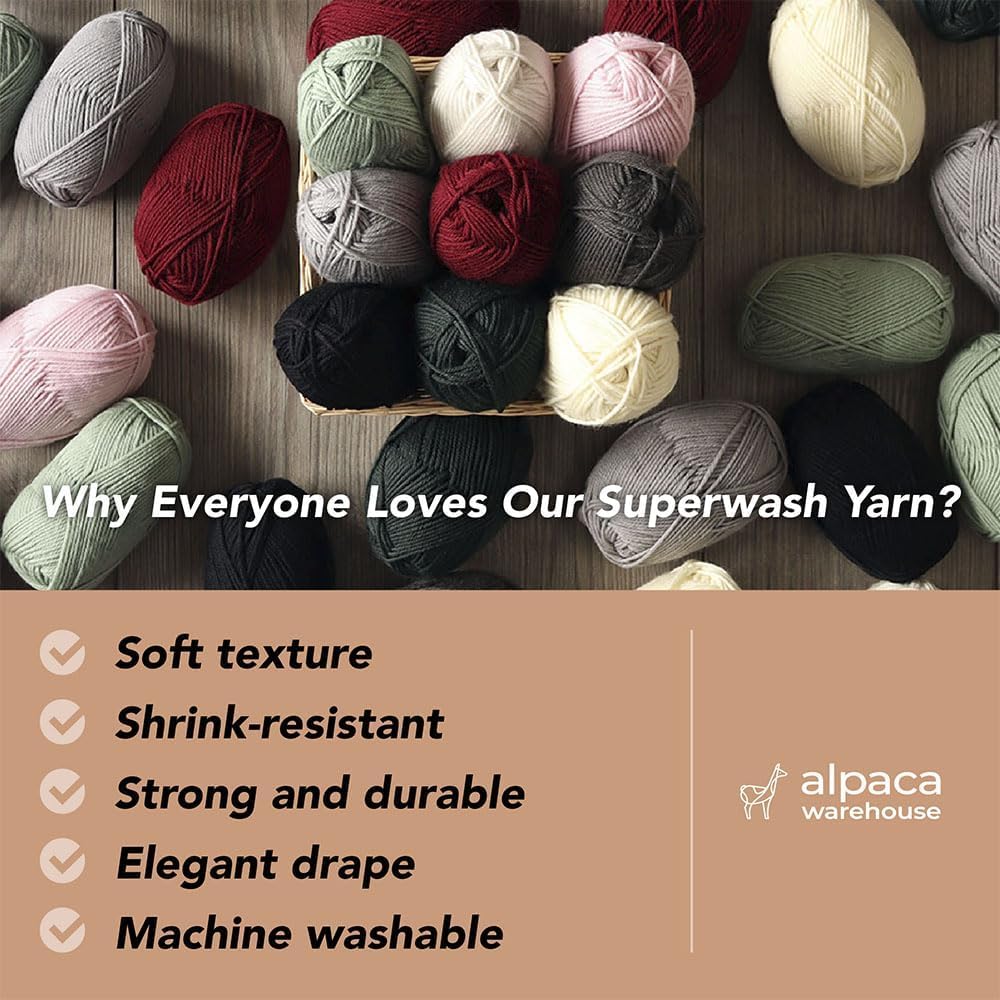 Przędza Superwash w 100% z czystej wełny, zestaw 6 motek (300 gramów) waga DK, pochodząca bezpośrednio z Peru, niebiańsko miękka i idealna do robienia na drutach i szydełkowania (zielony liść - 6