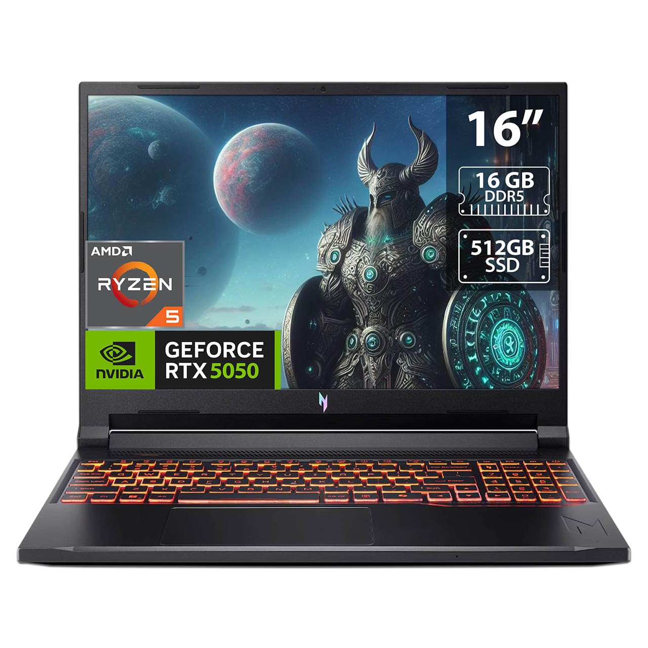 Acer Nitro V 16 AI WUXGA IPS 180Hz Gaming Laptop AI PC, AMD Ryzen 5 240 Processor, 16GB RAM, 512GB SSD, NVIDIA® GeForce RTX™ 5050 8GB GDDR7 Graphics, Windows 11,English Keyboard, Obsidian Black