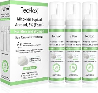 Minoxidil Foam - 5% Minoxidil for Men and Women, Hair and Beard Growth with Biotin, Thicker Hair, Unscented, 3 x 2.11 Oz, 3-Month Supply, Hair Loss Treatment,Green