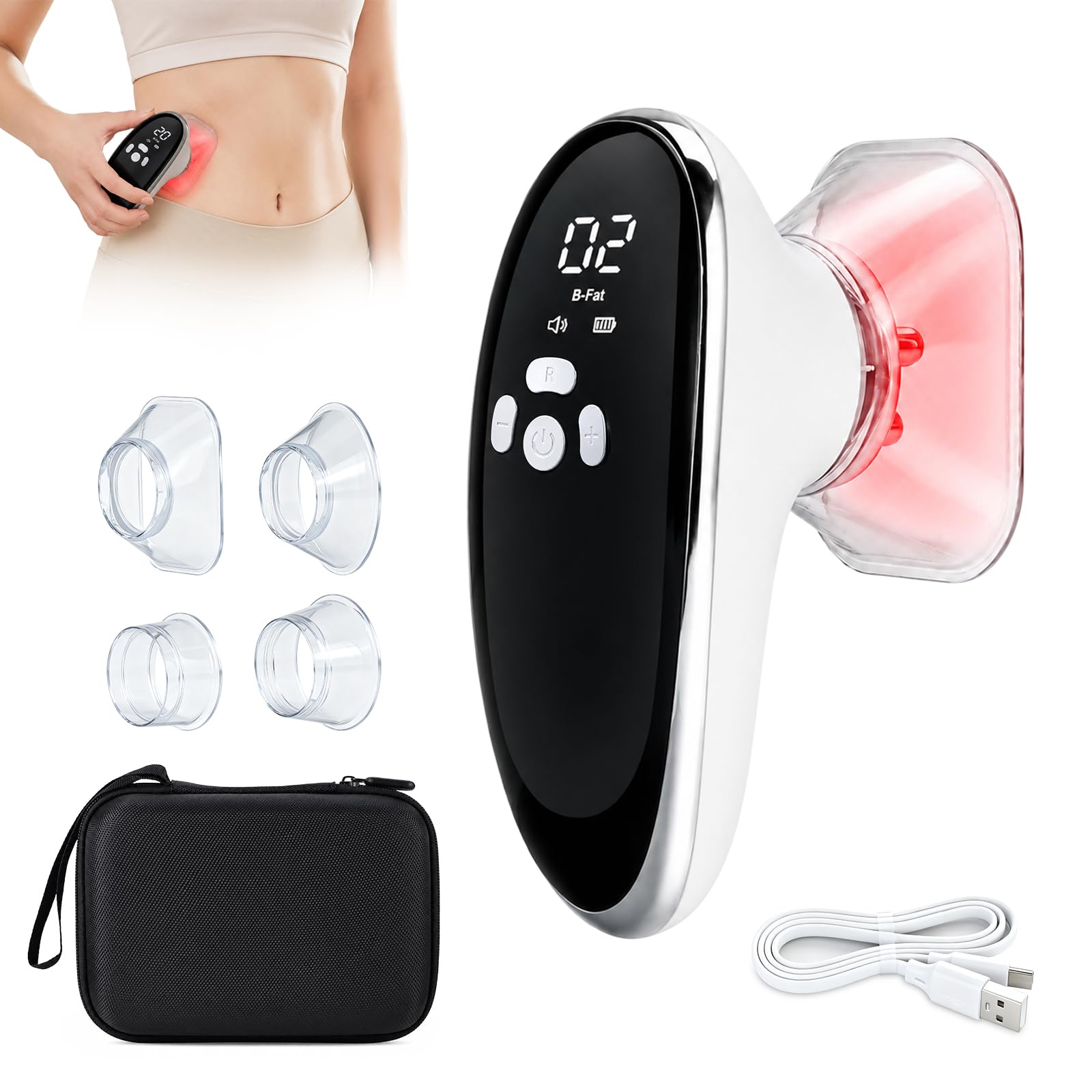Masseur Anti Cellulite Électrique à Ventouse, EMS et Lumière Rouge