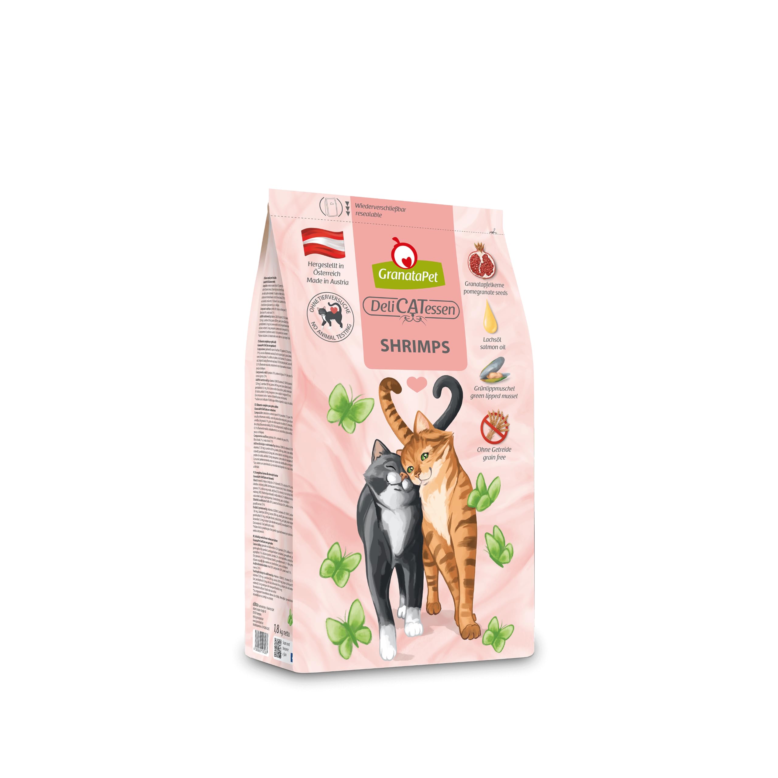 GranataPet DeliCatessen Shrimps Adult, sucha karma dla kotów, smaczna karma dla kotów, pełnoporcjowa karma bez zbóż i bez dodatków cukru, 1,8 kg