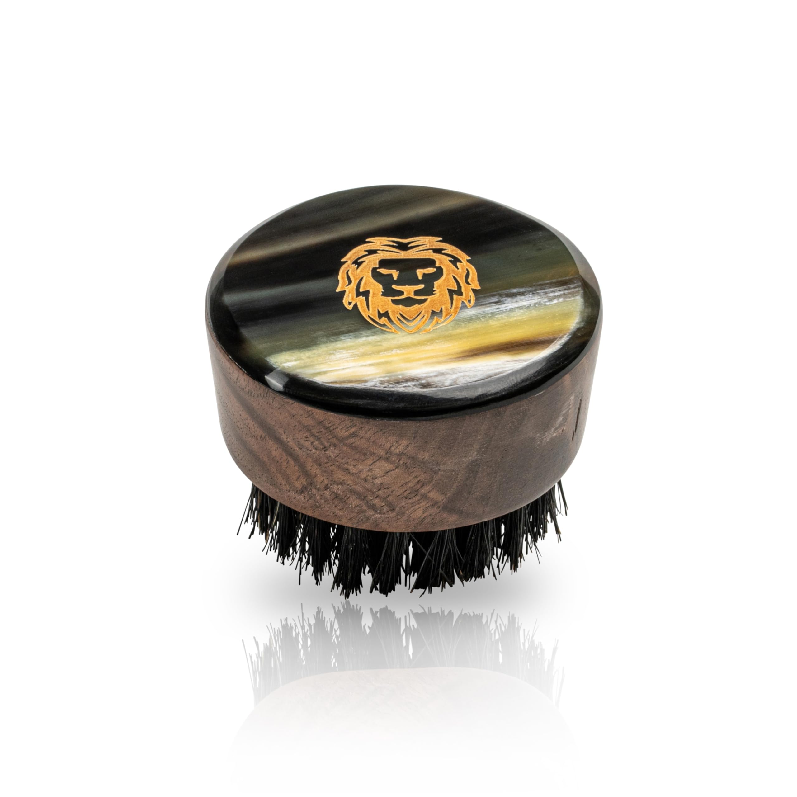 Premium Handmade Round Oxhorn Medium sztywne naturalne włosie dzika męska podróżna szczotka do pielęgnacji brody i włosów