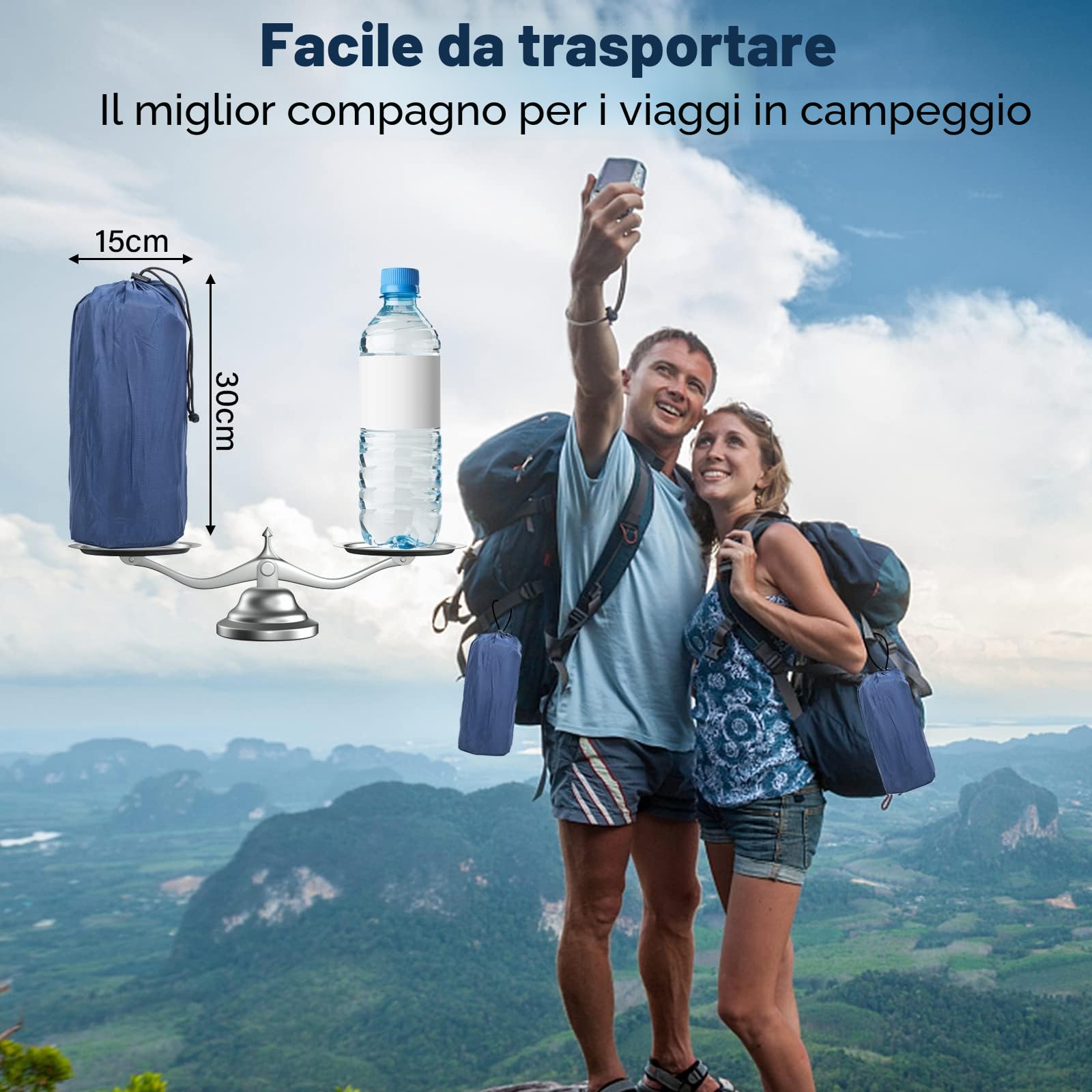 Materassino Campeggio Autogonfiante, Addensato Materassino Gonfiabile Singolo con Cuscino, Ultraleggero Materassino Trekking, Materasso Lettino da Campeggio per Esterno Viaggio Alpinismo