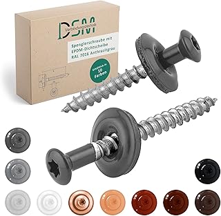 DSM | Spenglerschrauben Anthrazit 4,5 x 20 mm | Edelstahl A2 – lackiert RAL 7016 | mit EPDM-Dichtscheibe (15 mm) | TX-Antrieb | ähnl. DIN 7995 / DIN 9171 | Trapezblechschraube | 200 Stück