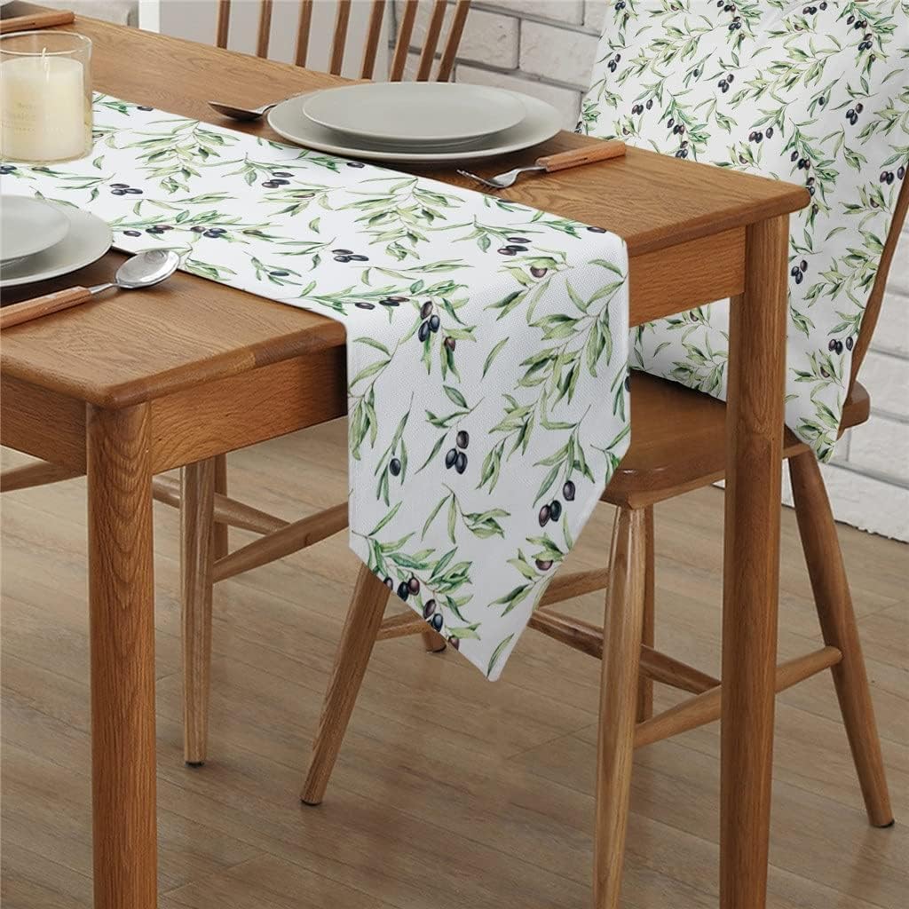 Watercolor Leaf Texture Table Runners Holiday Wedding Decor Dinning Cover Christmas Decorations Cloth(41x183cm)
