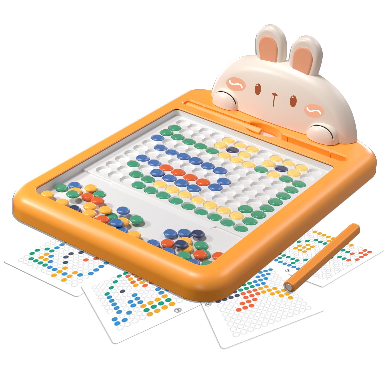 Magnetic Dots Board for Kids, Montessori Magnetic Drawing Board for Toddlers, Magnet Dot Art, Educational Preschool Toy Doodle Board for Gifts, Travel Toys Games for 3 4 5 6 7 8 Year Old –Bunny-Large