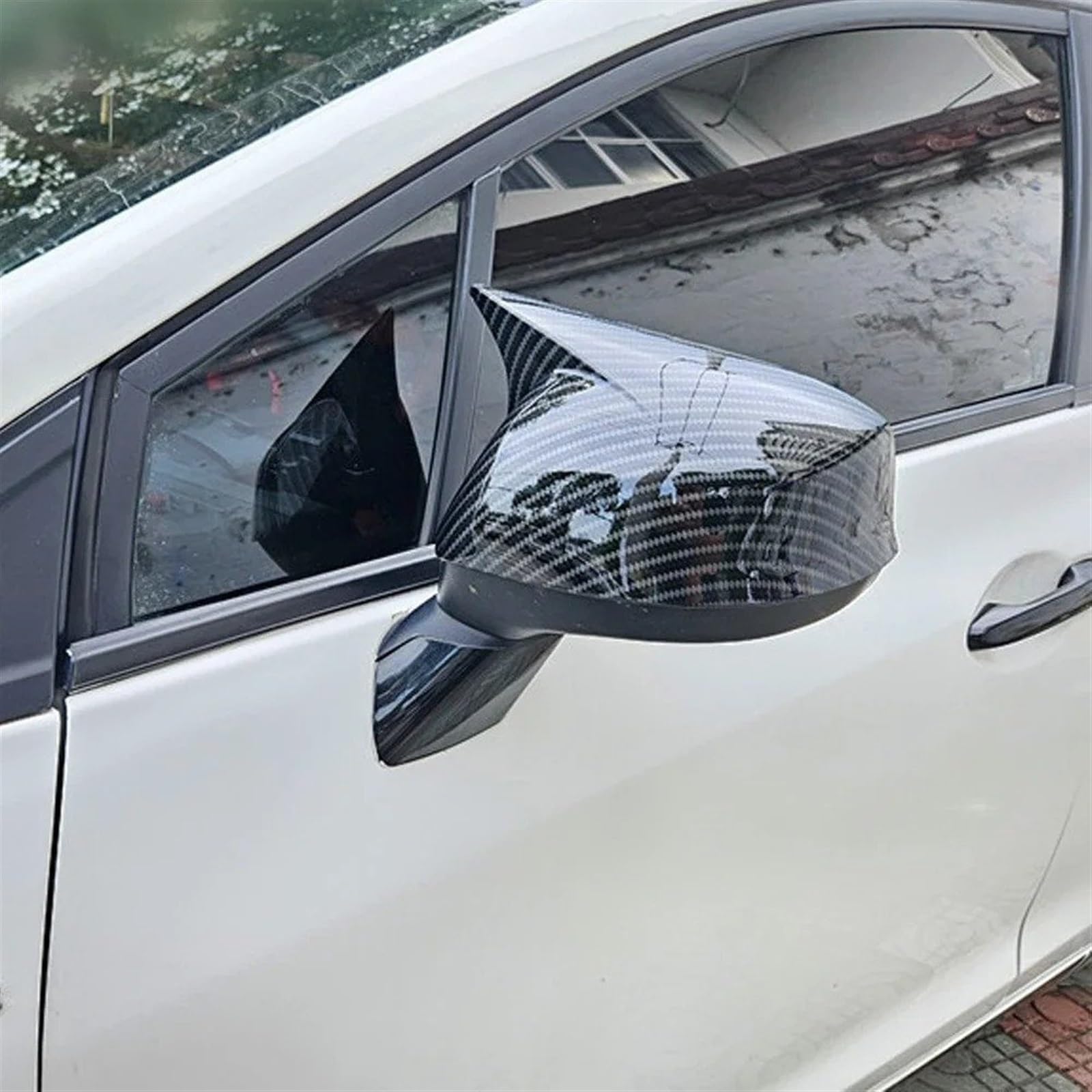 Pokrowce na lusterka skrzydłowe kompatybilne z CIVIC 2012-2014 osłona lusterka bocznego samochodu, nakładka na skrzydło, naklejka zewnętrzna, wykończenie z włókna węglowego, czarne (bez jasnoczarnego
