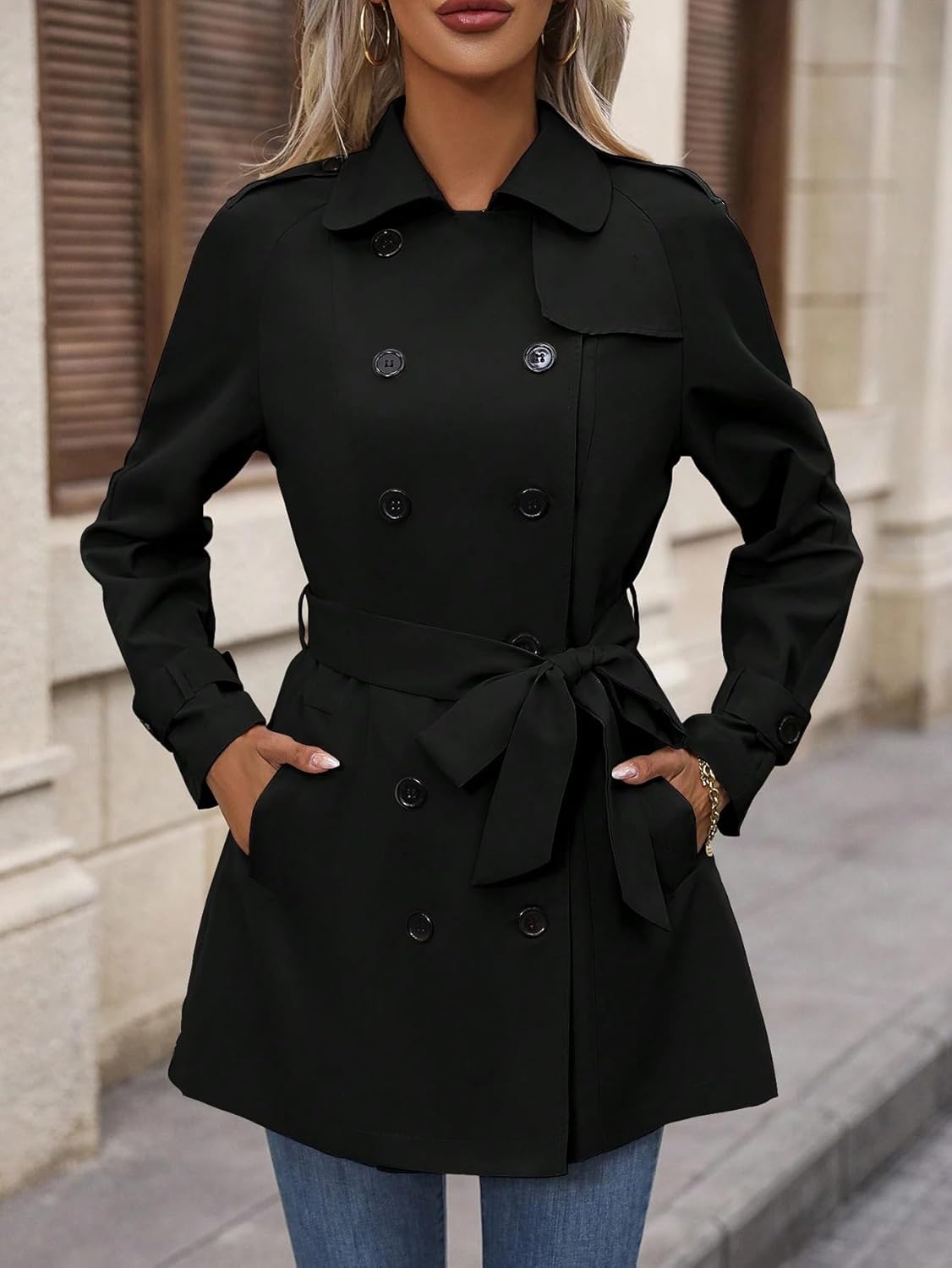 Womens Fashion Trench Outwear Color Casual Trench Coat Jacket Coat