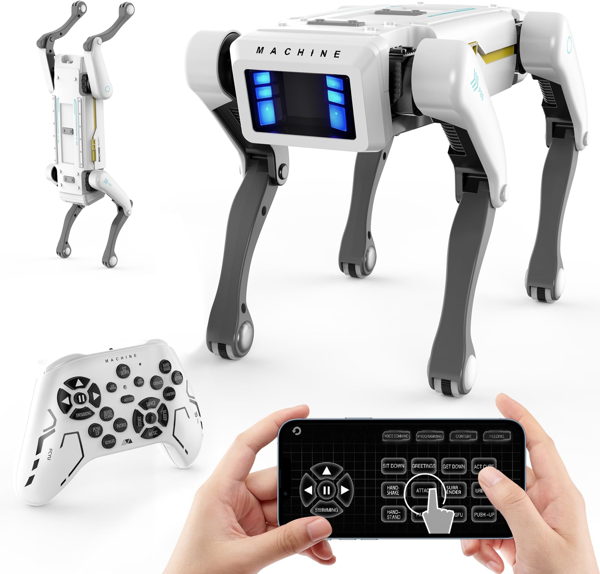 Smart Robot Dog - AI Programmable STEM Toy with Dance, Kungfu & Voice Control, 25+ Interactive Actions, App/Remote Control, Rechargeable Gift for Kids Ages 6+ (iOS & Android)