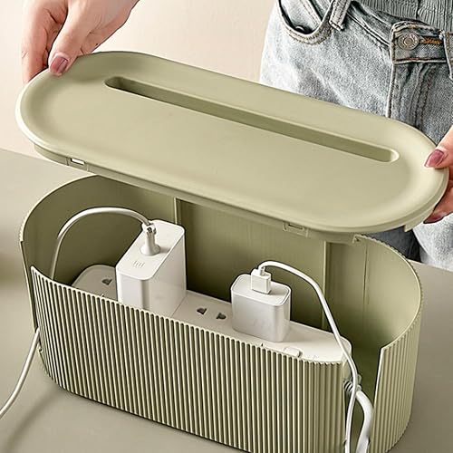 Miniatura 3 de Caja de organización de cables, organizador de cables de escritorio con cubierta de ranura, caja oculta de cables de plástico, organizador de caja