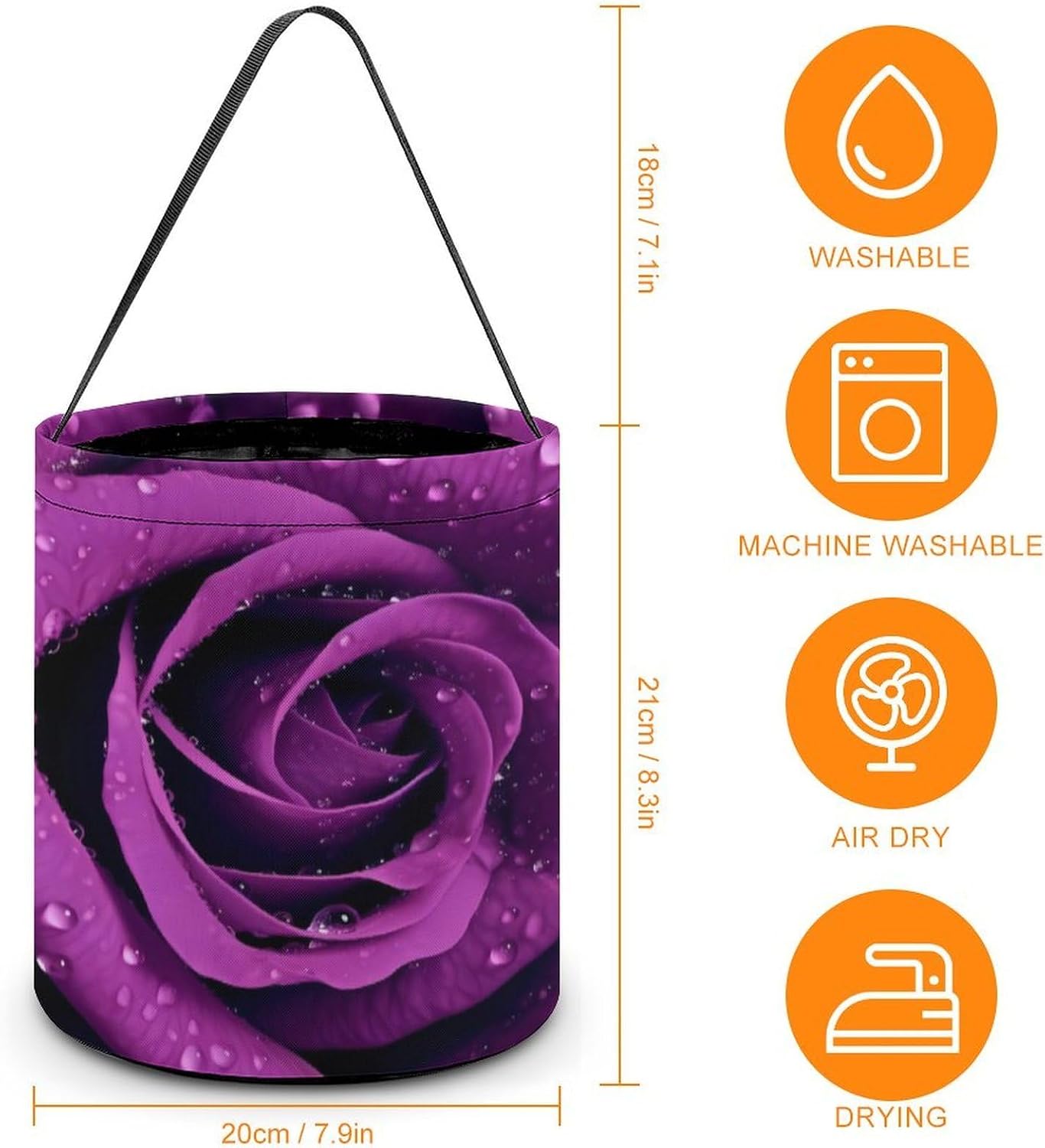 Big Valentine Rose Purple Halloween Treat Bag Reusable Candy Basket Tote Goody Bags Gift Party