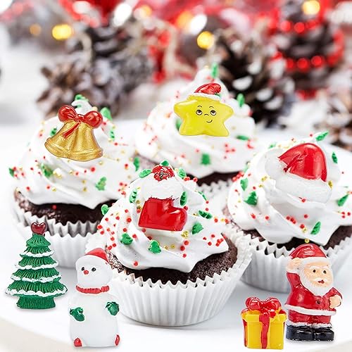 Miniatura 5 de 40 figuras de Navidad en miniatura, diseño de árbol de Navidad con muñeco de nieve, medias, copo de nieve, árbol de Navidad para decoración de