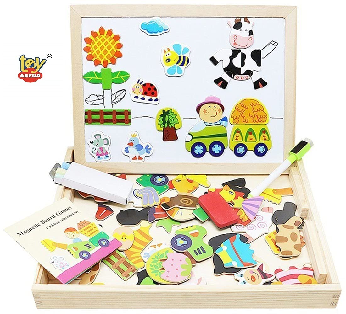 Toy Arena to Bring Out The Creativity-Wooden Writing Black bpard Educational Learning Wooden Magnetic Board Puzzle Multifunctional Game Kit for Kids (B07G79M8B5) Amazon Price History, Amazon Price Tracker