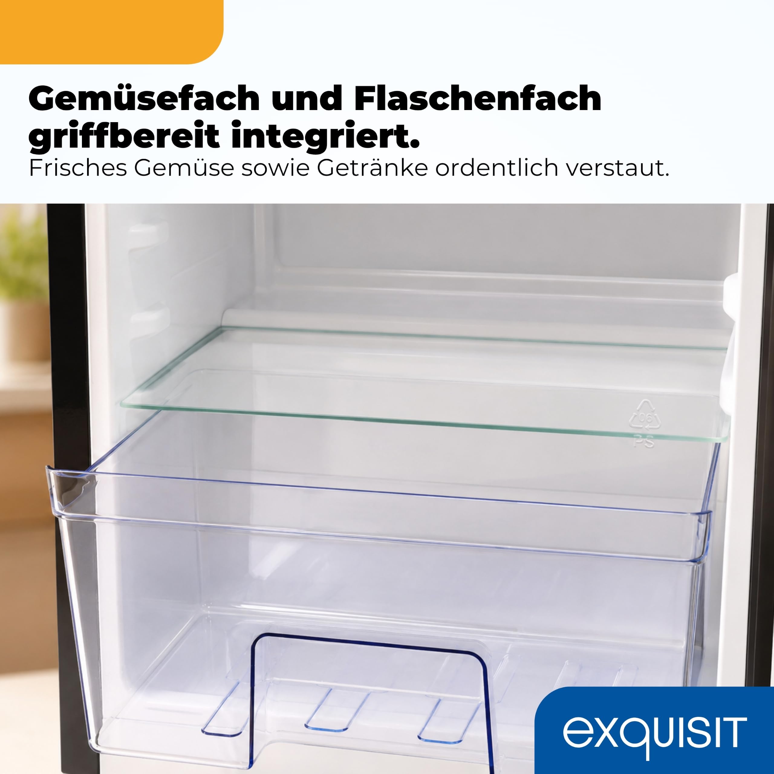Exquisit Vollraumkühlschrank KS585-V-091E 76 l Energieeffizienzklasse E 41 dB(A) LED-Innenbeleuchtung schwarz