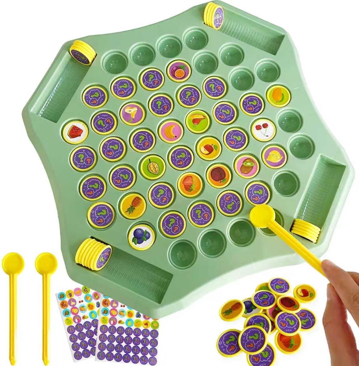 Flipping Chess Match Game Montessori Memory Matching Board Game for Kids | Fruit & Animal Theme Puzzle with Chips & Sticks | Parent Child Interactive Strategy Toy (Multicolor)(Memory Flip Chess Game)-image-19