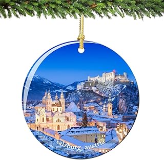 City-Souvenirs Salzburg Austria Christmas Ornament Porcelain, Double Sided 2.75 Inches