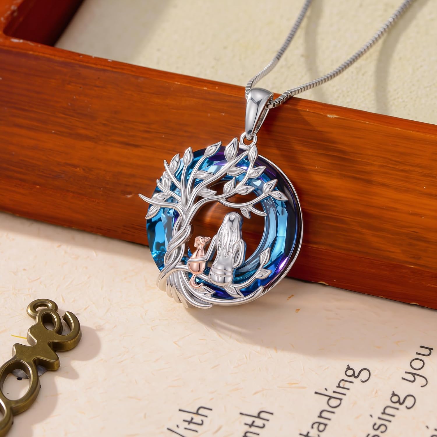 TOUPOP Cat Necklace for Women 925 Sterling Silver Tree of Life Pendant Celtic Knot Cat Jewelry Mother's Day Gifts for Women Daughter Cats Lover