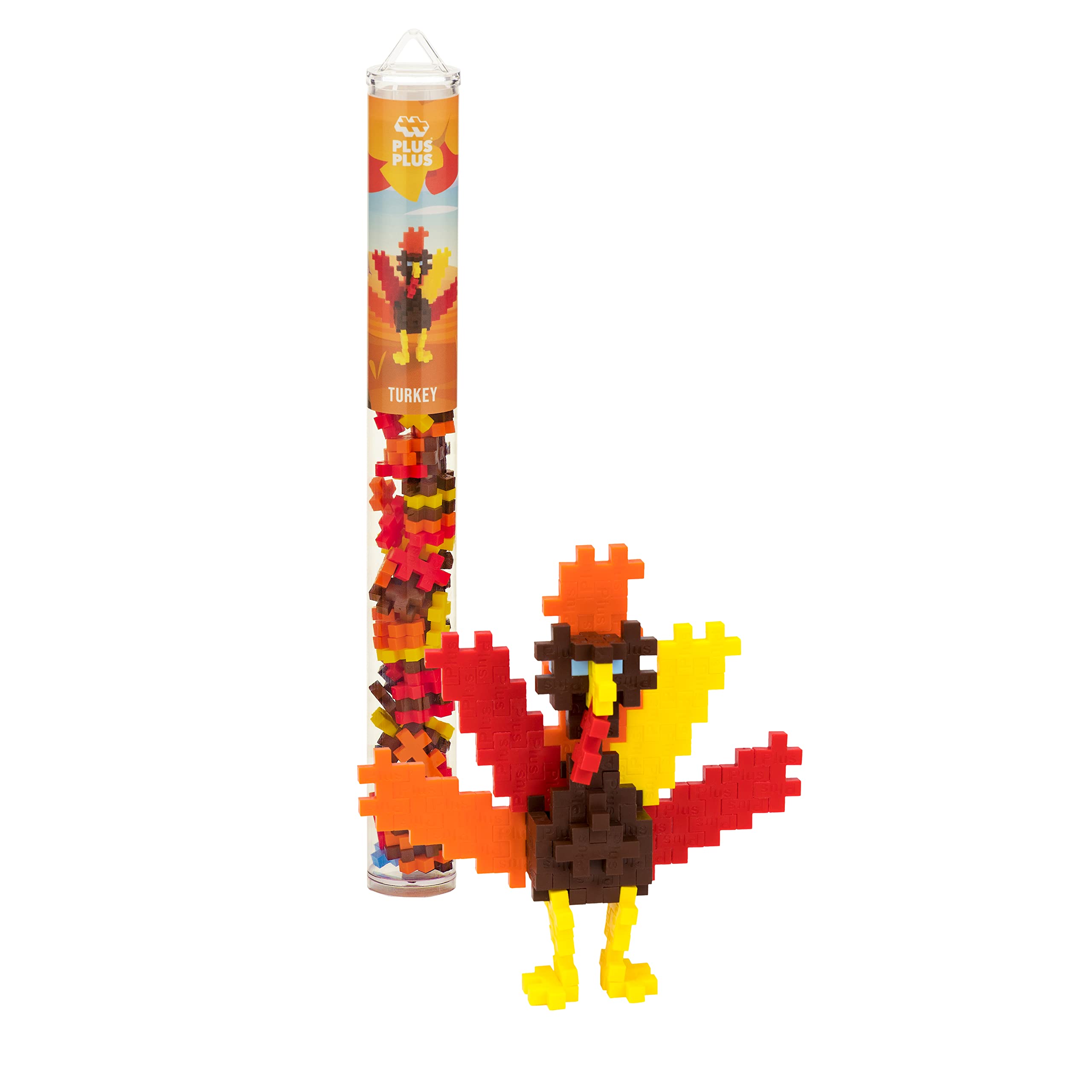 PLUS PLUS Turkey Tube - 3D Animal Figure Building Blocks, Thanksgiving Toys | Fun Stem Toys, Gifts for Boys & Girls, Mini Waffle Blocks, Kid Airplane Activities, Fun Holiday Activities for Kids