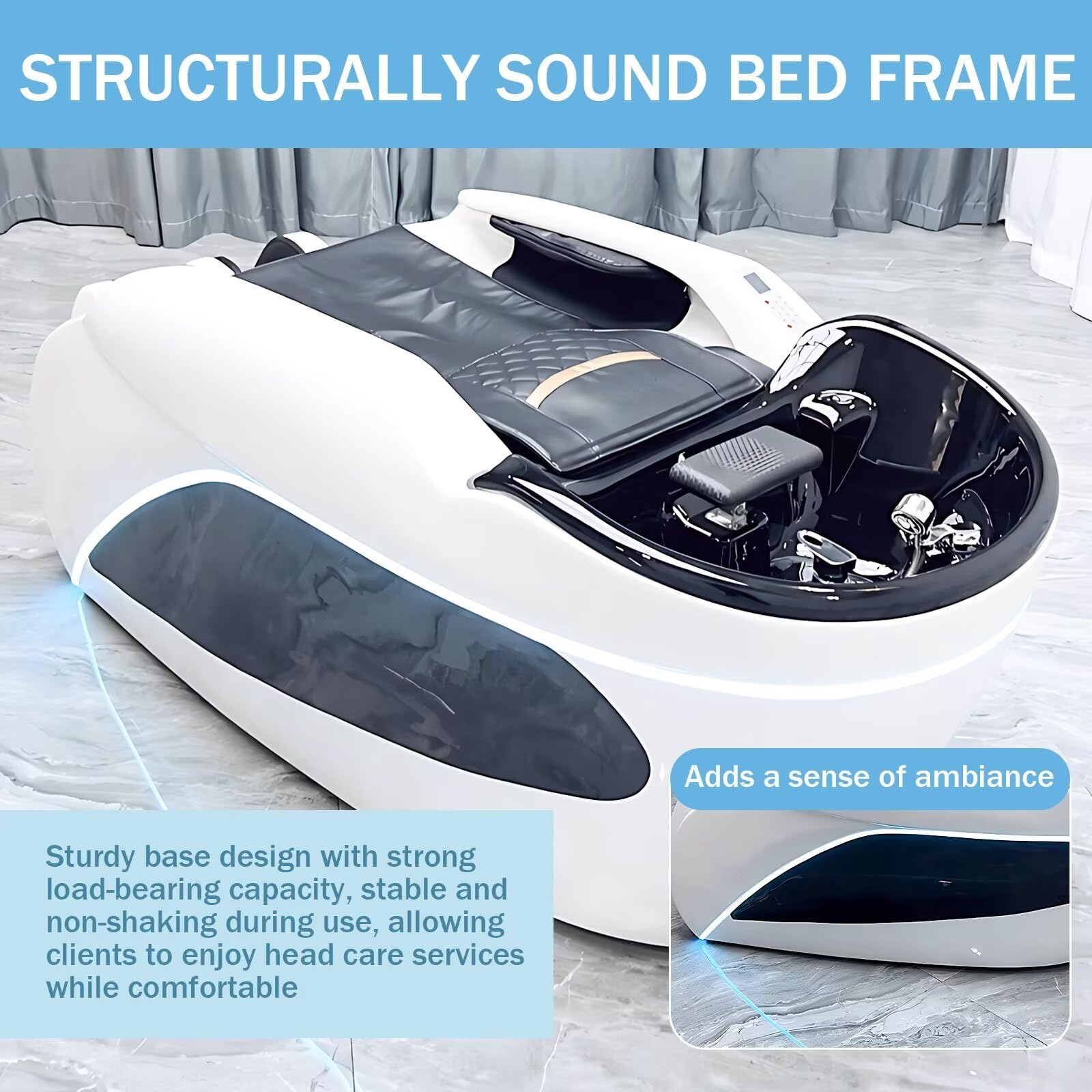 Professionelle Kopfmassageliege mit Shampoo-Funktion, Weißes, Einteiliges Design Aus Fiberglas, Salon- Und Spa-Ausstattung mit Rückenheizung, Ganzkörpermassage Und Wasserzirkulation