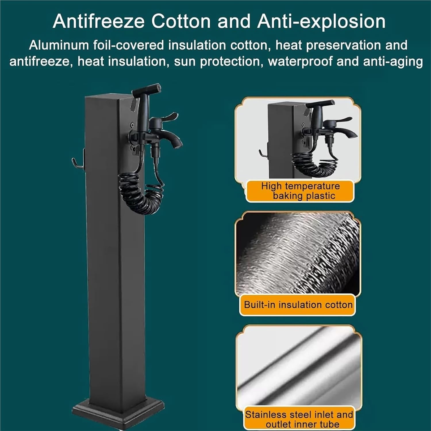 Outdoor Vertical Garden Water Column Decorative Fountain Water Dispenser Freestanding Hose Stand with Faucet