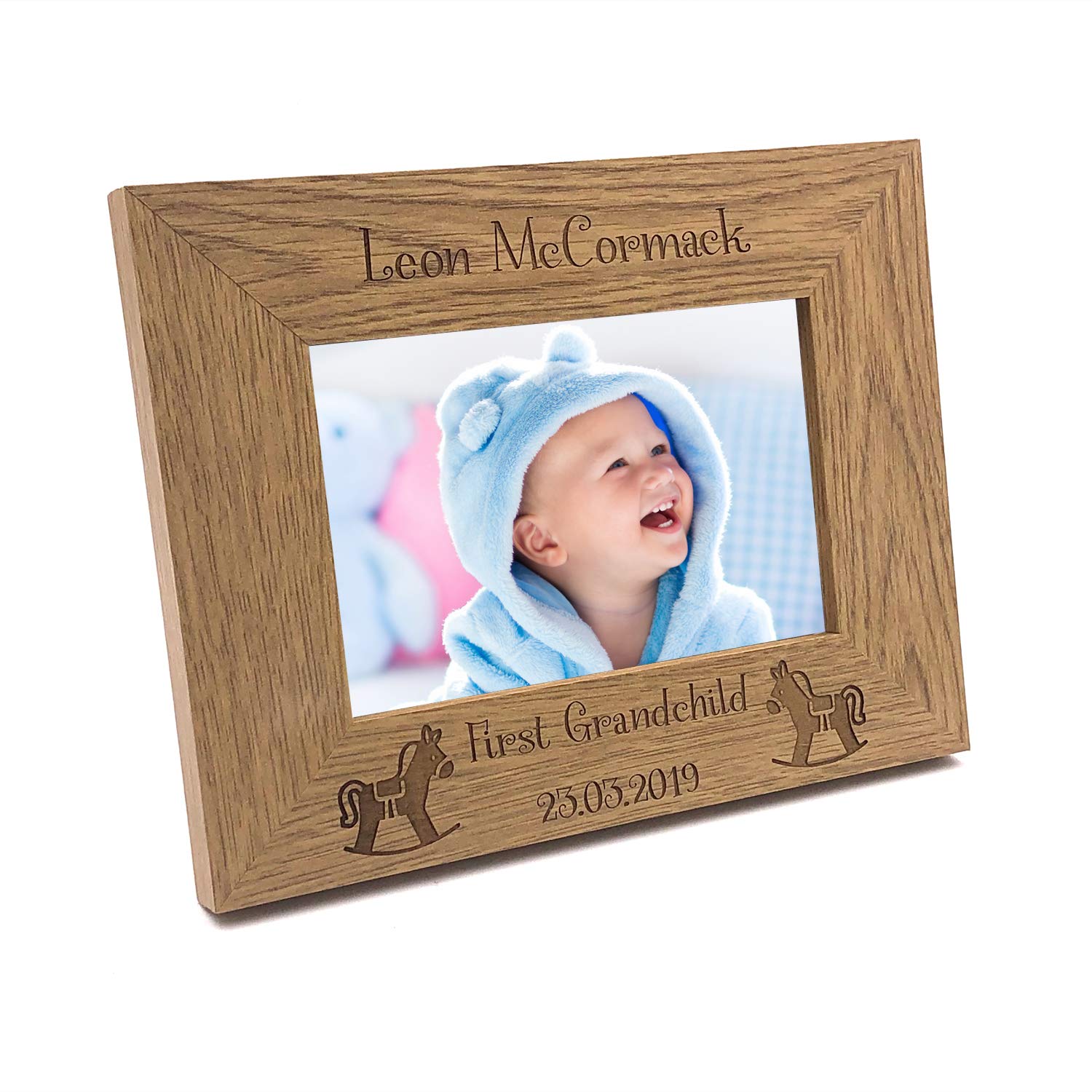 Ukgiftstoreonline No Personalisation Personalised First Grandchild Wooden Photo Frame Gift (5 X 7 Inch)