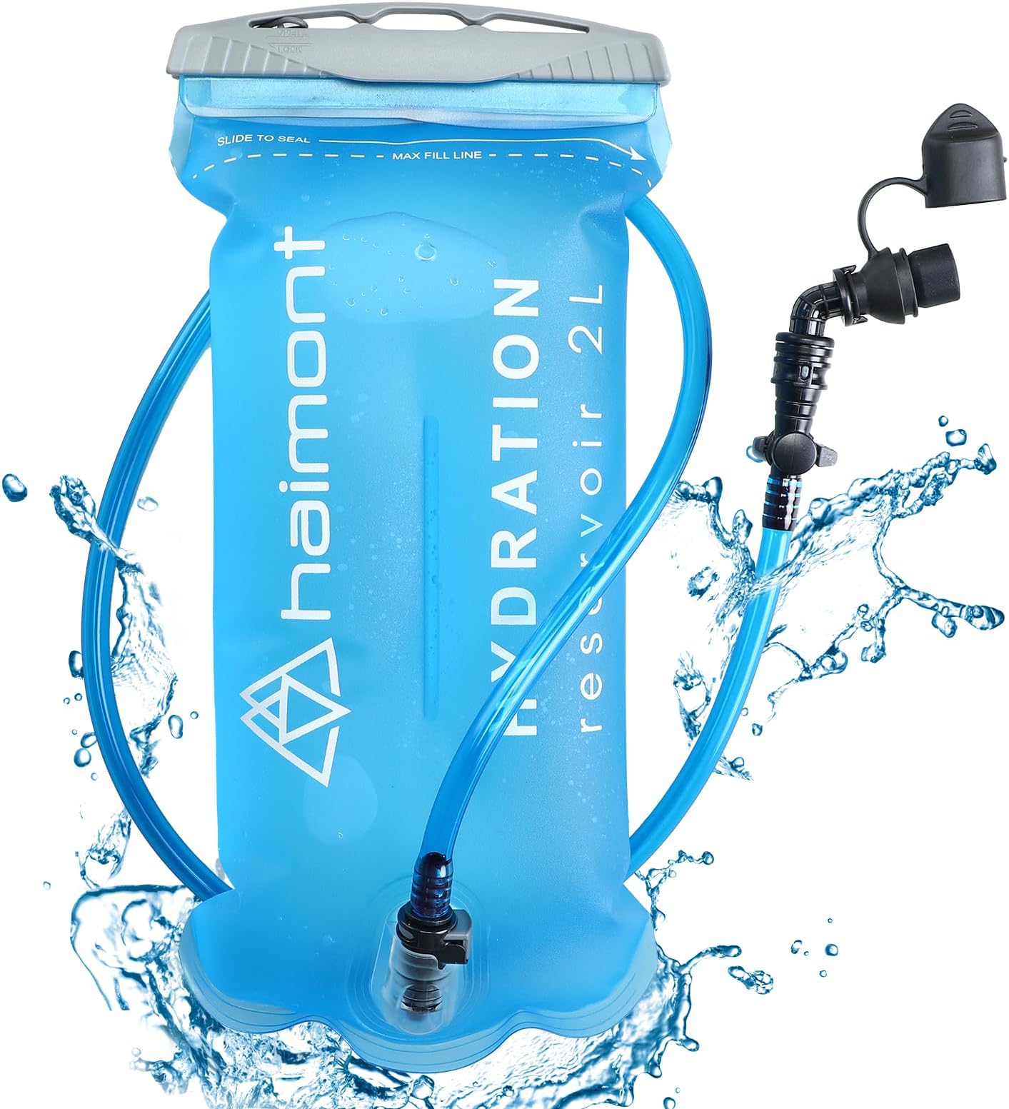 Haimont Hydration Bladder, 2L Water Bladder for Hiking Backpack, TPU Leak-Proof Free Water Reservoir with High Flow Bite Valve for Running Hiking Climbing Camping