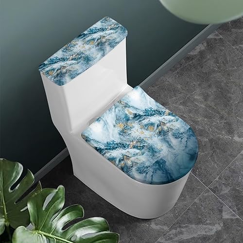 Funda de tapa de inodoro con estampado de mármol y cubierta de tanque de inodoro, fundas de asiento de felpa suave, fundas de borde de tanque disponible en Yaxa Colombia