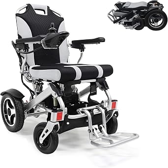 Electric Wheelchair for Adult, Folding Heavy Duty Aluminum Alloy Frame Power Wheelchairs, More Strength Rigid Rubber Tyre, Supports 280 Lbs