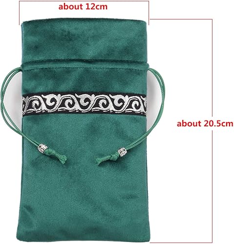 Miniatura 2 de BLESSUME Mantel de tarot de altar adivinación Wicca terciopelo cuadrado con bolsa de tarot (verde)