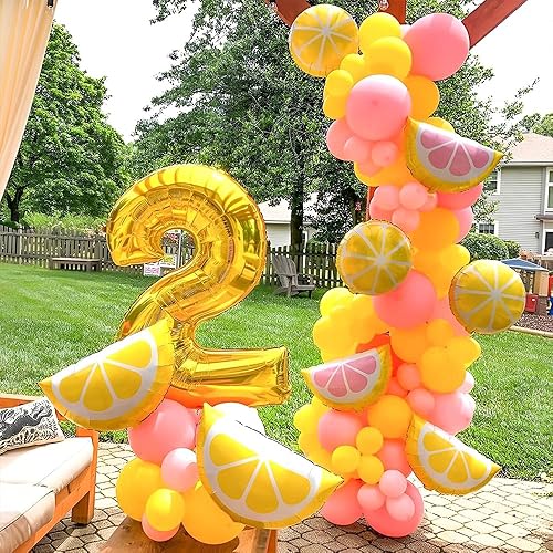 Miniatura 4 de Kit de guirnalda de arco de globos de limón, 143 globos de color amarillo pastel, amarillo, rosa, limón amarillo para limonada, fiesta
