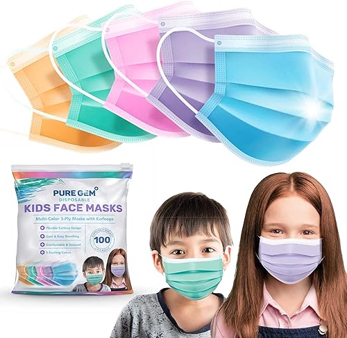 Miniatura 5 de Paquete de 500 Mascarillas desechables de 3 capas para niños y niñas, cubierta facial con cintas elásticas para las orejas, para guardería, escuela