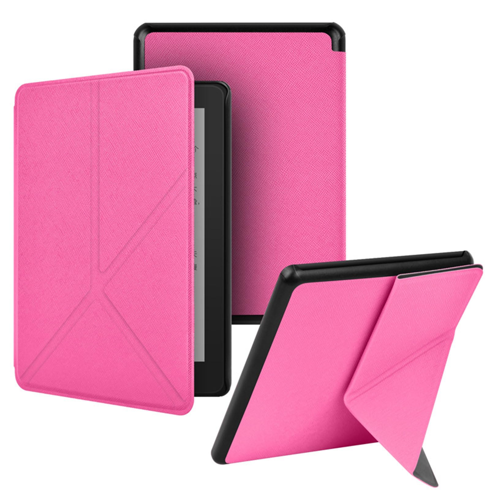 Foldable Stand Case for 7-Inch Kindle Paperwhite 12th Gen 2024 and Kindle Colorsoft Signature Edition with Auto Wake/Sleep and Multi-View Features Rose
