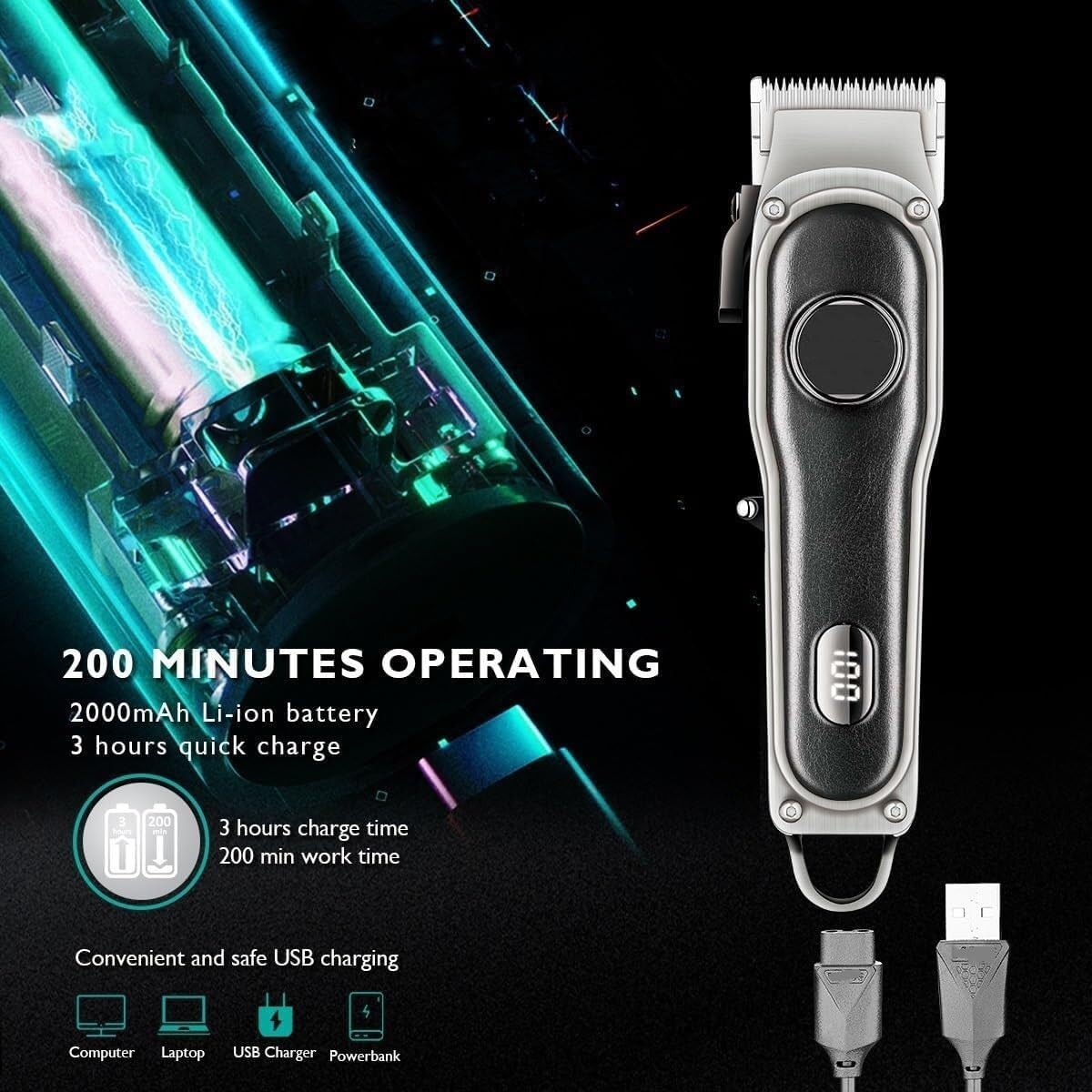 Electric Hair R Rs for Men Adjustable Trimmer Professional Cutting Machine Barber Haircut Metal for(Orange with Box)