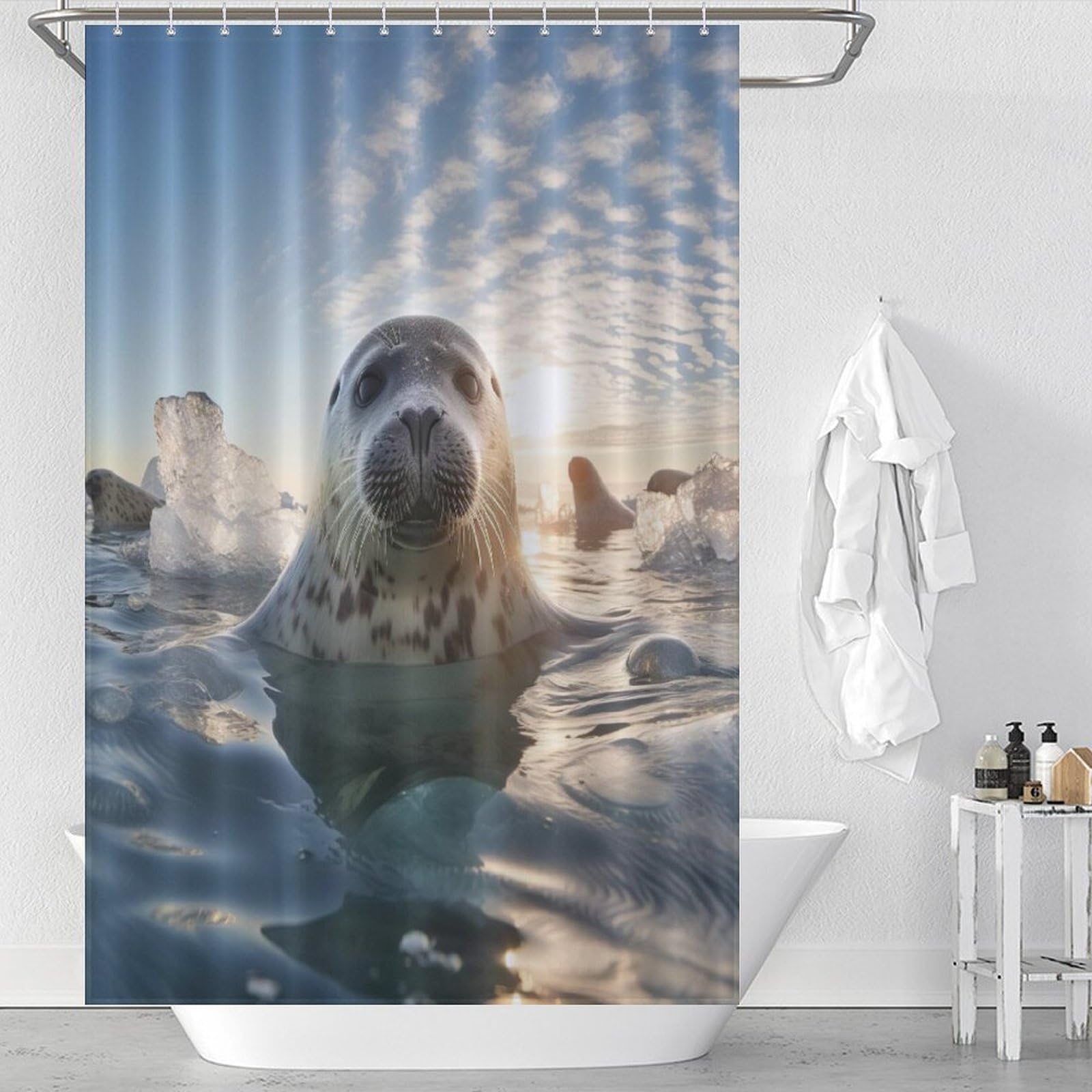 Rideau de douche anti moisissure en polyester lavable pour petite douche