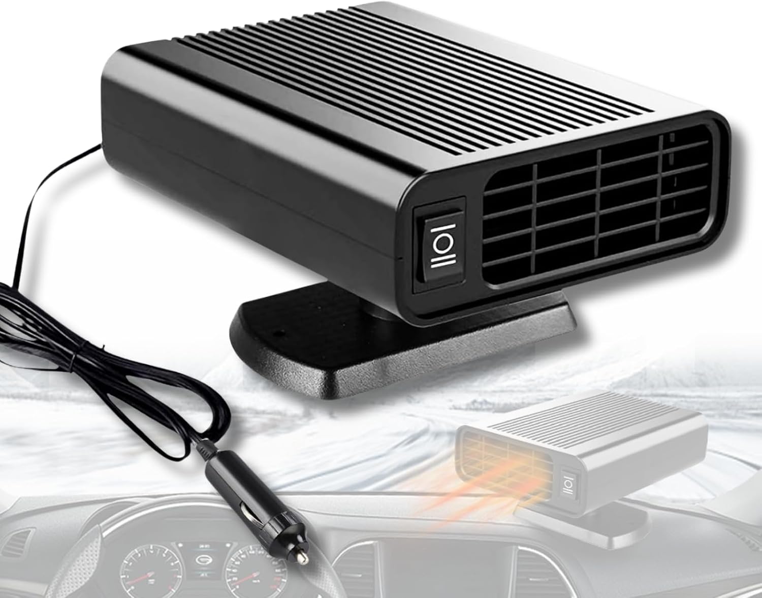 Car Heater, Portable 12V Car Heaters for Vehicle, 2026 New Upgraded Windscreen Defroster Defogger that Plug in Cigarette Lighter, 2 in 1 Fast Heating Defrost Defogger 360°Rotatable for All Cars
