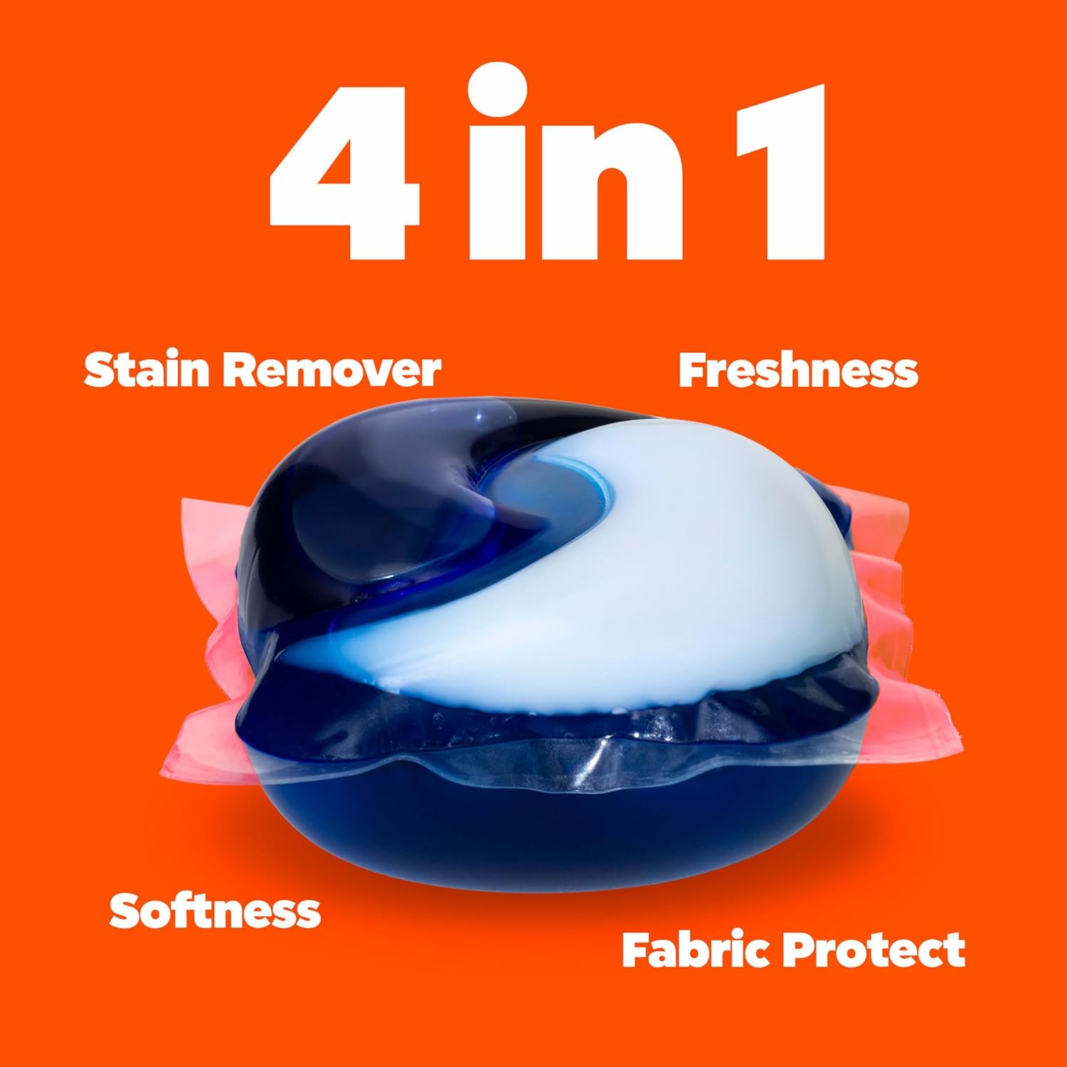 Tide PODS Laundry Detergent soap with a touch of Downy 4-in-1 Detergent, 32 Count, Stain Remover, Freshness, Softness, Fabric Protecter, HE Compaible
