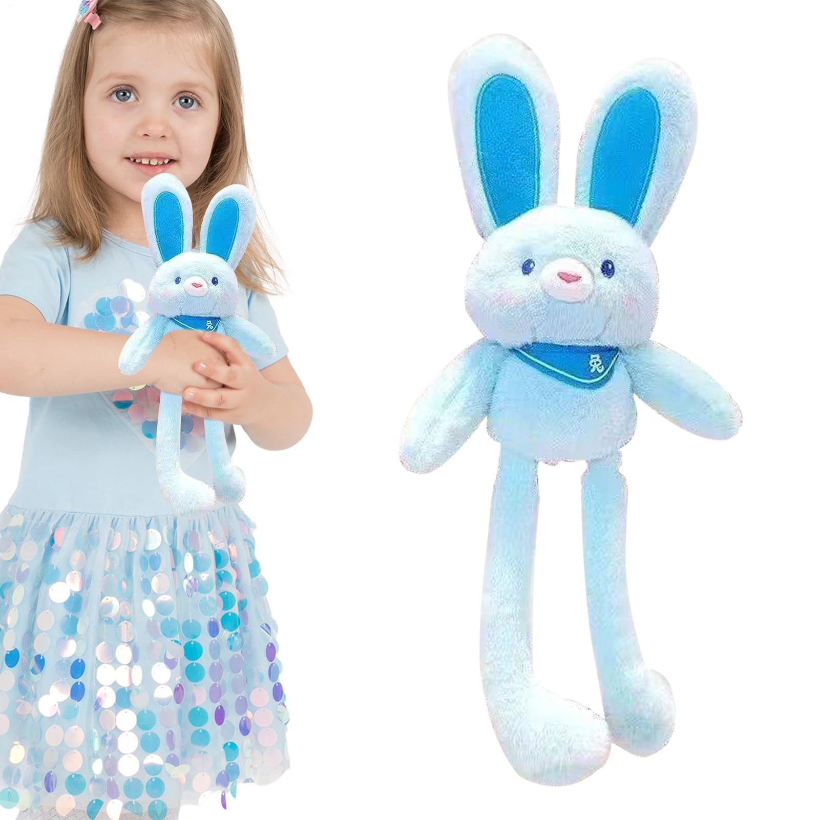 Wusideday Pull The Rabbit Plush Toy, 11 Inch Interactive Easter Bunny Stuffed Animal, Easter Bunny Traction Toys, Switchable Ears & Legs, Ultra-Soft For Kids Home Party