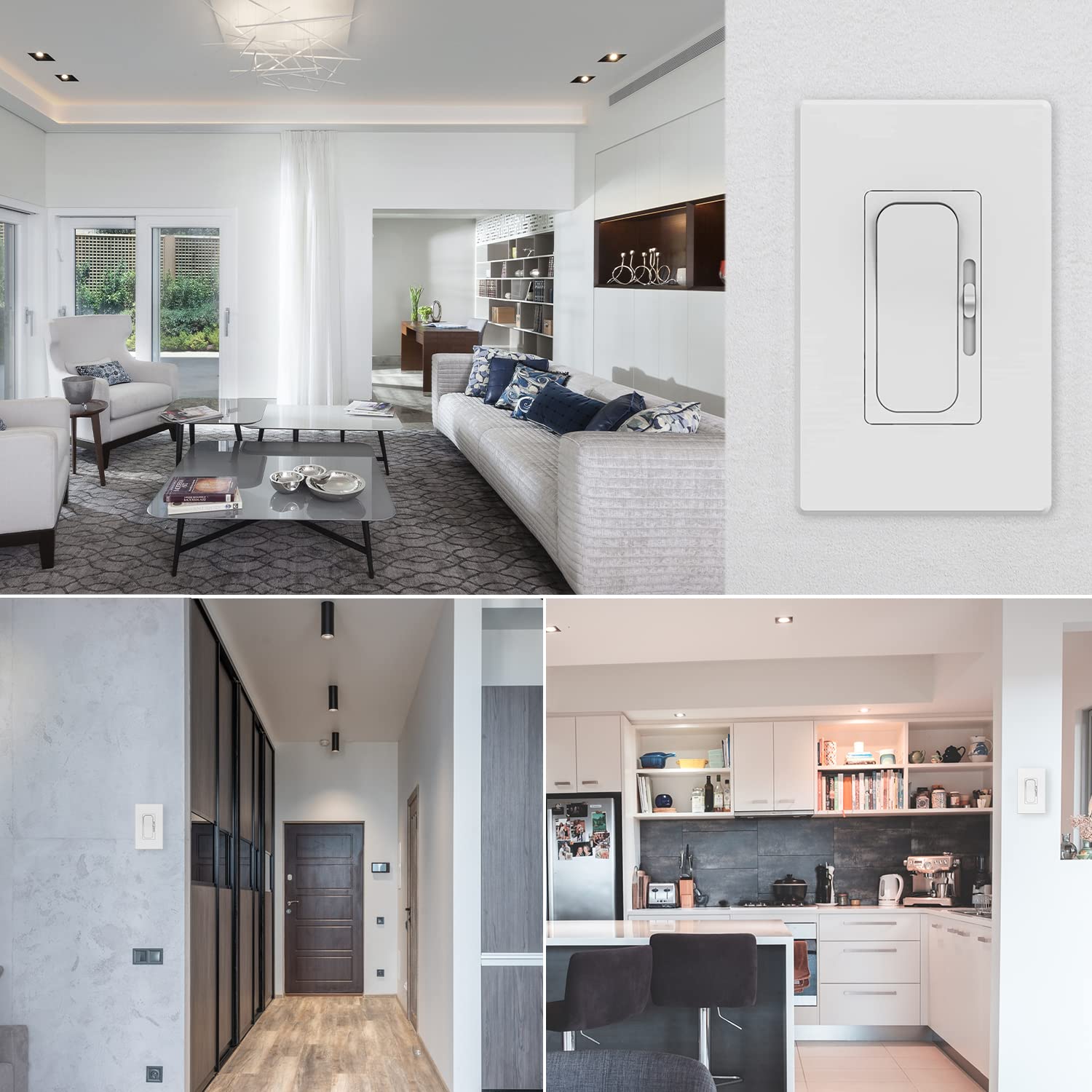 LB17021 LED Dimmer Switch - On/Off Wall Dimmer Switch with Dimmable Slide, for LED/CFL/Incandescent/Halogen Bulbs - 3 Way Single Pole, 600W max, Cover Plate Included 1 Pack
