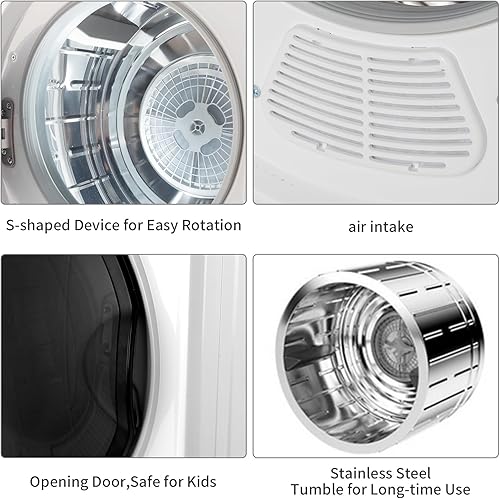 Miniatura 5 de ROVSUN Secadora de ropa portátil de 9 libras -1400 W con perilla de fácil control, color blanco