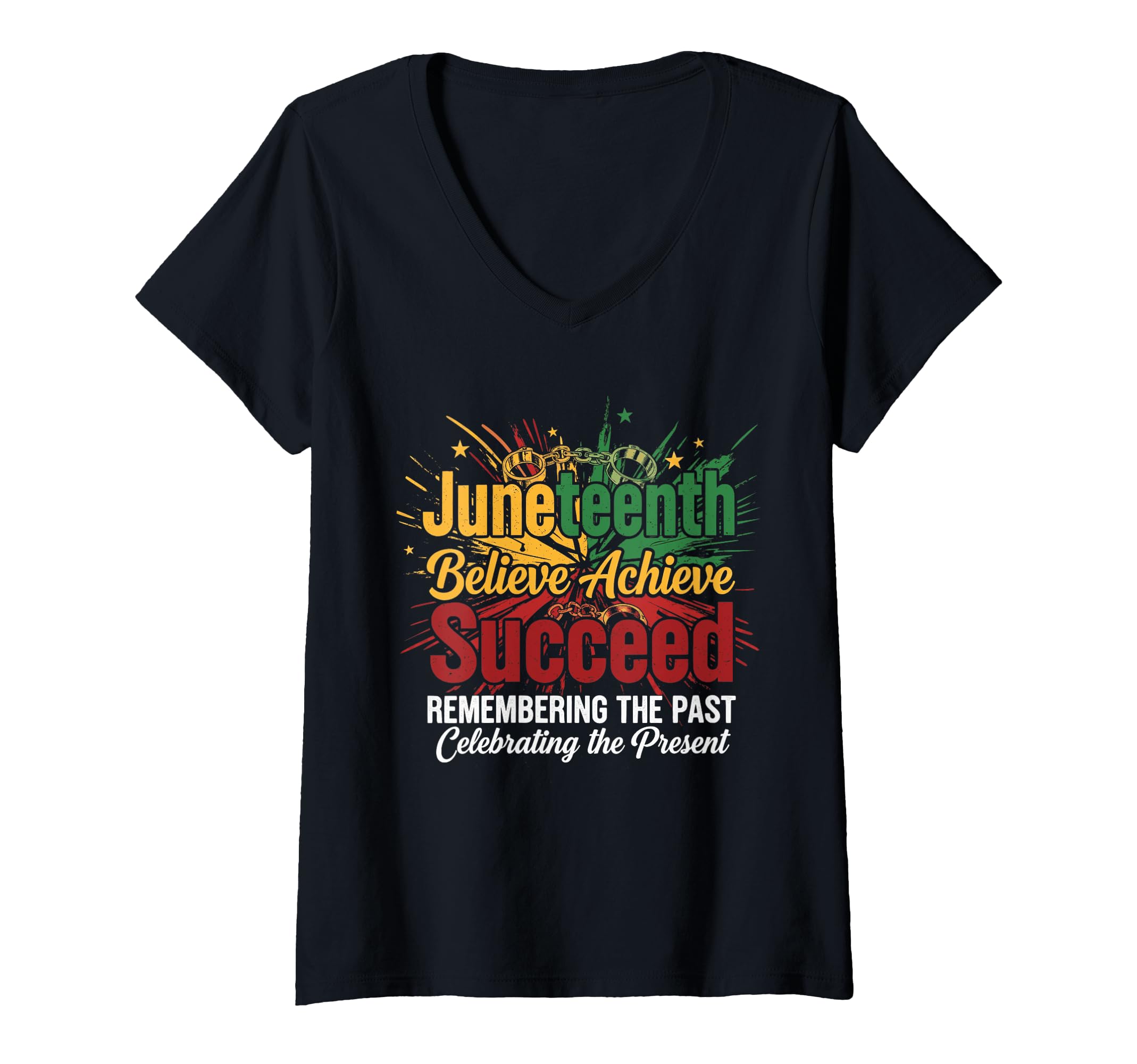 Womens Junenteeth Shirts Women Celebrating Since 1865 Juneteenth V-Neck T-Shirt